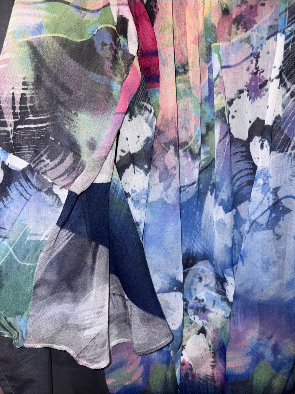 Sheer Multi-Color Abstract Print Blouse - Picture 2 of 7